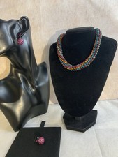 Multi Coloured Butler and Wilson Necklace with Matching Purple Earrings Boxed