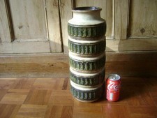vintage 60/70s WEST GERMANY LARGE FLOOR CERAMIC VASE GEOMETRIC DESIGN 41cm high