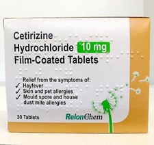 10mg Generic Cetirizine Hay Fever, Pet Allergy Relief Antihistamine Tablets