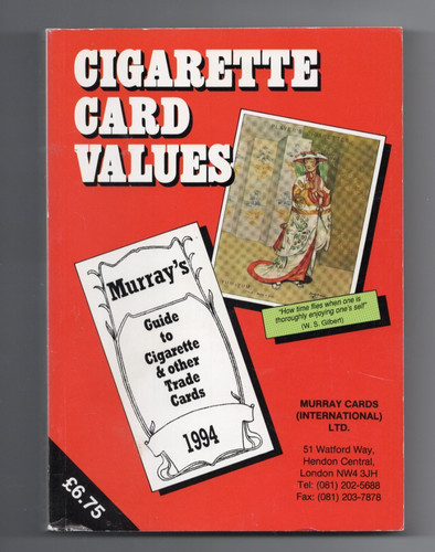 Murray cigarette card - cigarette, values