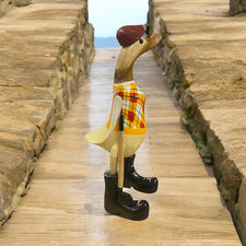 ChiselCraft Hand Carved Wooden Bamboo Root Duck Golfer , Golf Carved Wood Duck