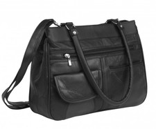 Patchwork Leather Twin Handle Twin Top Zip Ladies Handbag