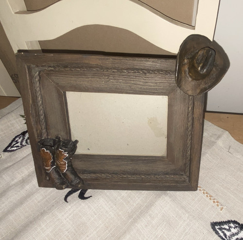Distressed wood photo frame - wood,