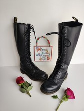 Dr Doc Martens 20 hole 1b60 black knee high tall leather boots UK4 EU37 US6