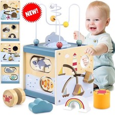 Wooden Activity Cube Baby Toys