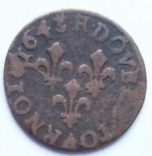 France 1643 Double Tournois Copper Coin Louis XIII