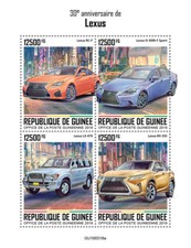 Guinea 2019 MNH Cars Stamps Lexus RC-F IS 300h F Sport LX 470 RX 350 4v M/S