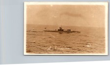 Postcard Navy Submarine Resurface Periscope Up Naval Ship c 1920 Military RPPC