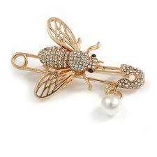 Clear Crystal Bee Safety Pin