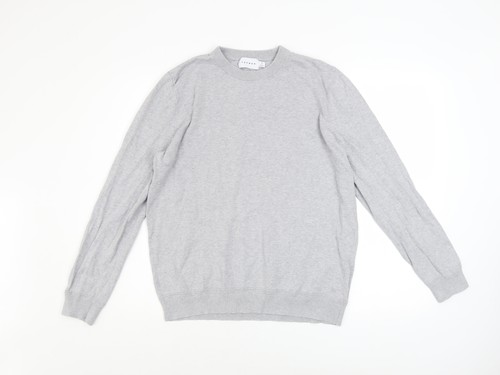 Topman men grey cotton - topman, crew