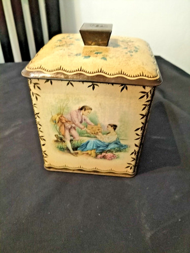 Antique vintage tea tin - tin, /