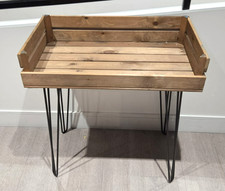 3 x Rustic Wooden Display Tables with black metal legs - Great condition