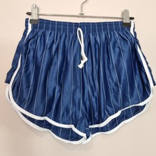 Deadstock Vintage Lined Nylon Unworn Sports Shorts Shiny SMALL Blue Striped