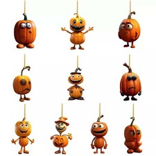 10Pcs Halloween Pumpkin Tree Ornament Car Decorations Party Hanging Decorations