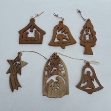6 - Hand Carved Olive Wood Christmas Nativity Ornaments Holy Land 