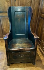 Superb 18th C Pine and Ash Lambing Chair with Rockers, Drawer