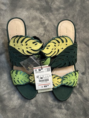 Zara green leather heels - ,