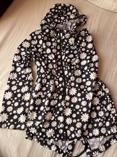 Brave Soul Women’s Black Mix Daisy Print Raincoat Jacket Small UK 10 EUR 38