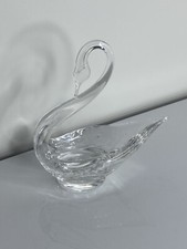 Royal Doulton Crystal Clear Glass Swan Paperweight Trinket Dish Vintage Ornament