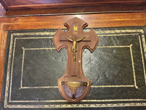 Antique crucifix hardwood - crucifix,