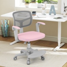 Child Computer Desk Chair w/Armrest & Footrest-Pink
