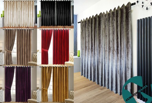 Crushed velvet curtains eyelet - velvet,