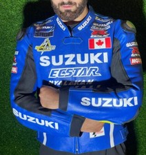 Suzuki Ecstar  Motorbike/Motorcycle Leather Biker Jacket Pure Cowhide Leathers