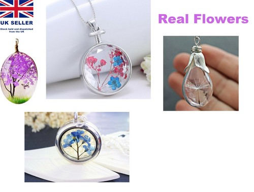 Pressed wild flower - pressed, necklace