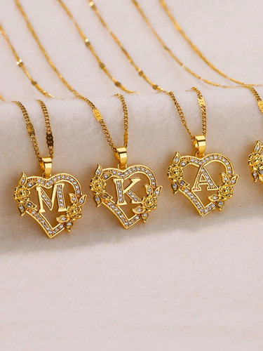 Gold initial letter - letter, necklace