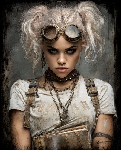 White haired punk mechanic - punk,