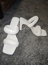 White Slip On Heel Sandles