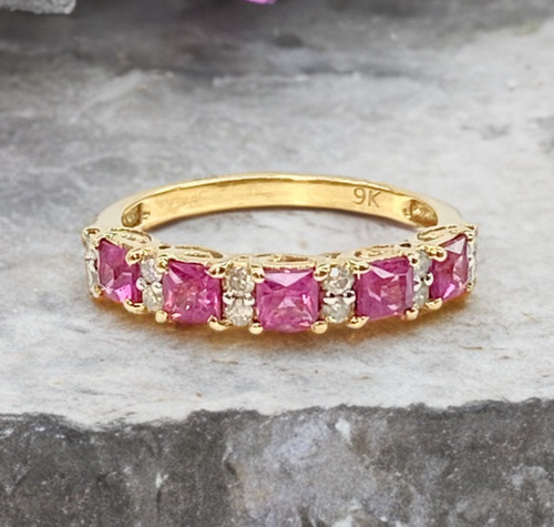 Pink sapphire diamond - diamond, ring