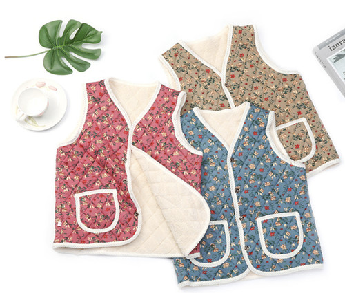 Korean quilted floral - korean, vest