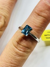 TJC silver and London Blue Topaz solitaire ring UK size M new with tag