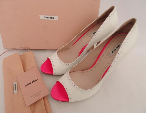 Miu white leather heels - miu,