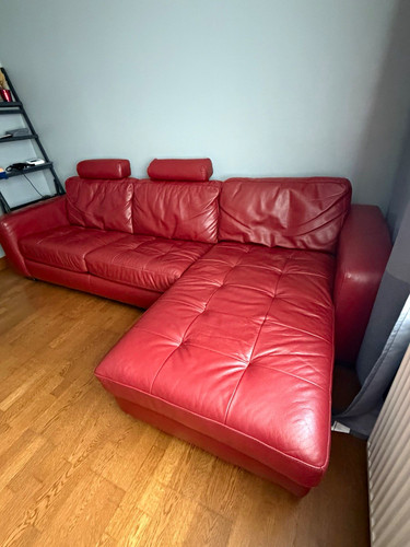 Red leather corner - red,