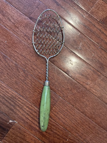 Vintage green whisk - whisk, wood