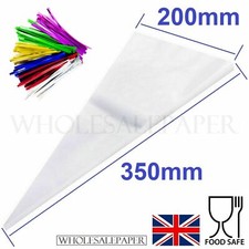 SWEET CONE BAGS CLEAR CELLOPHANE HOT CHOCOLATE CELLO BIRTHDAY PARTY GIFT FAVOUR