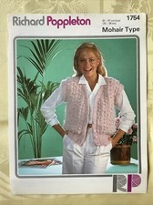 Richard Poppleton knitting pattern 1754.  Mohair Waistcoat 32-38”.NEW, old stock