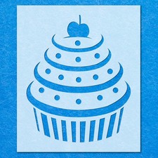 Cup Cake Cherry Icing Stencil: Mylar Airbrush Wall Art Painting Crafts , DIY