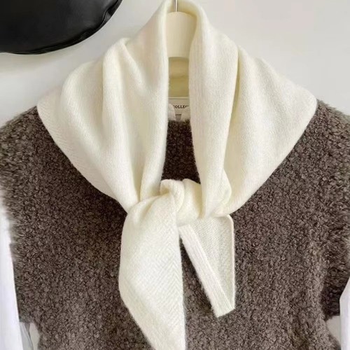 Warm wool knitted scarf - wool,