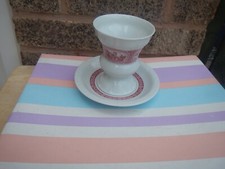 VINTAGE VILLEROY & BOCH HEINRICH HANDLE LESS MUG AND SAUCER RED/WHITE