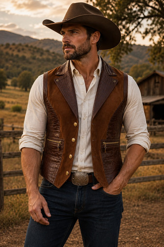 Men brown suede - suede, leather