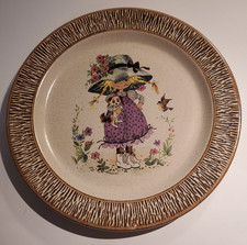 Purbeck Art Pottery, Girl & Puppy Gisela Gottschlich Plate - 10.5 Inch Rare Size