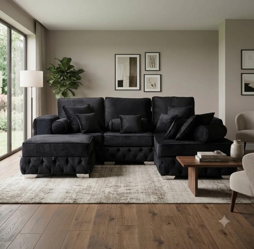 Black fabric chesterfield - chesterfield, l