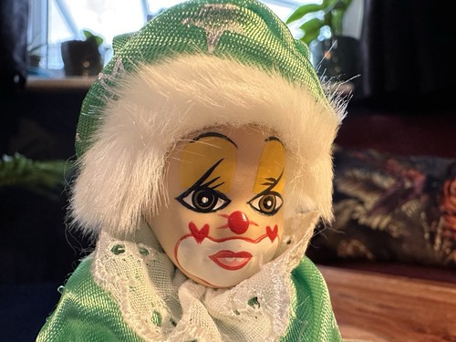 Vintage mini porcelain clown - porcelain,