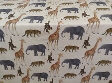Natural Cotton Fabric  Safari Animals Curtain Blind Cushions Fabric