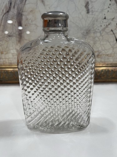 Vintage ribbed glass - hip, flask