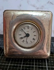Vintage Italian Sterling Silver Plated Argenteria Dabbene Desk Clock Hallmarked