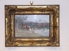 Original English hunting scene Anton Hoffmann-München horse painting art signed
